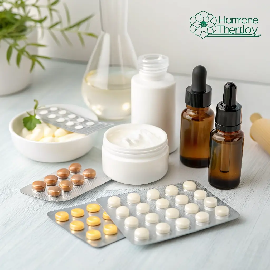Hormone replacement therapy medication in a professional pharmacy setting