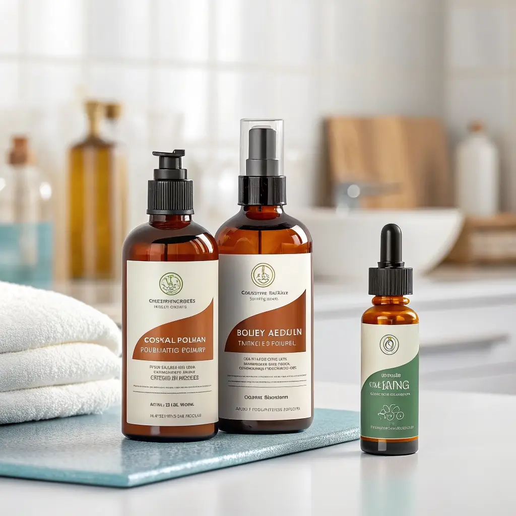 Specialized hair growth products and serums in a clinical setting