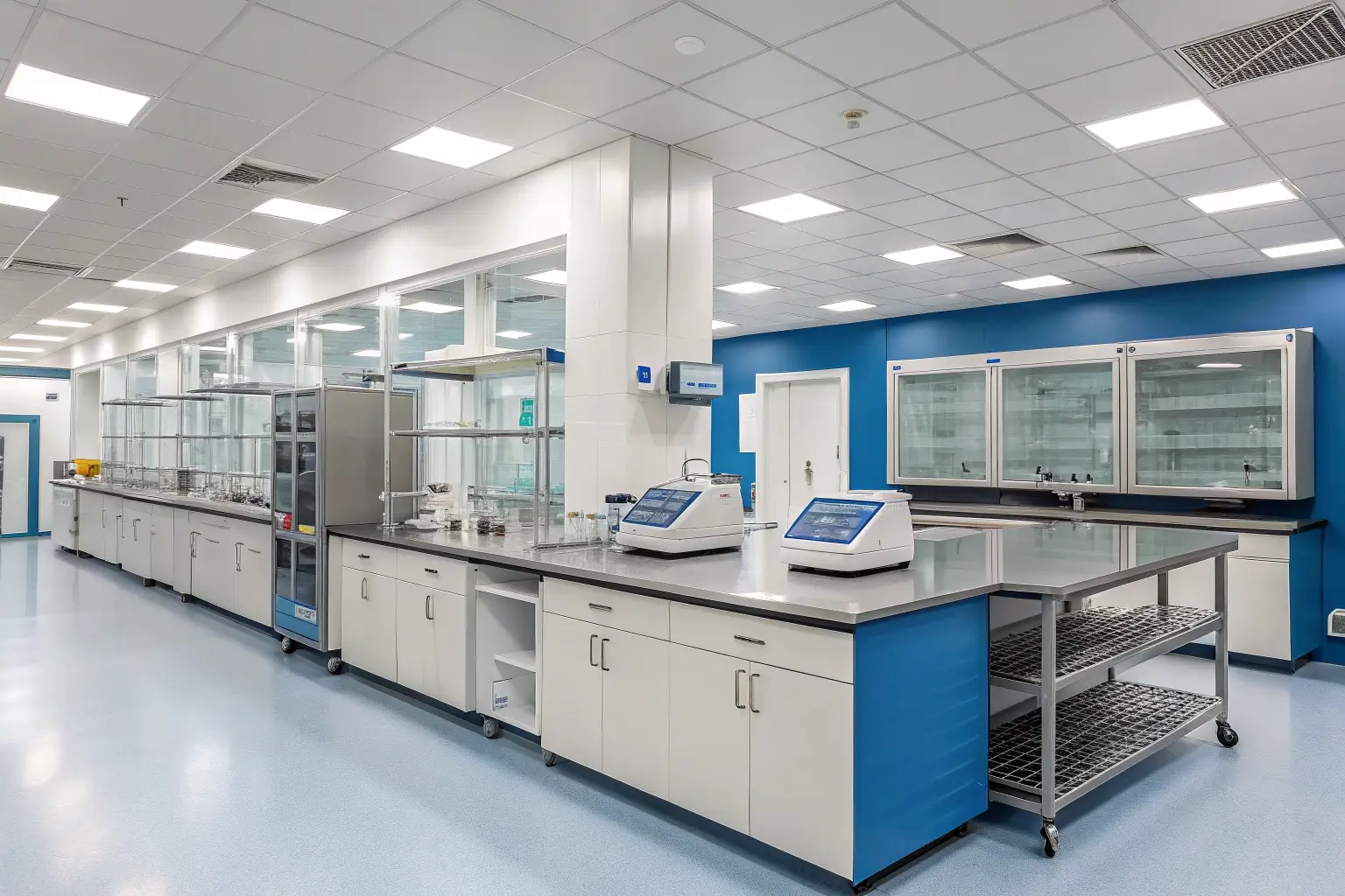 Professional pharmacy laboratory with modern compounding equipment
