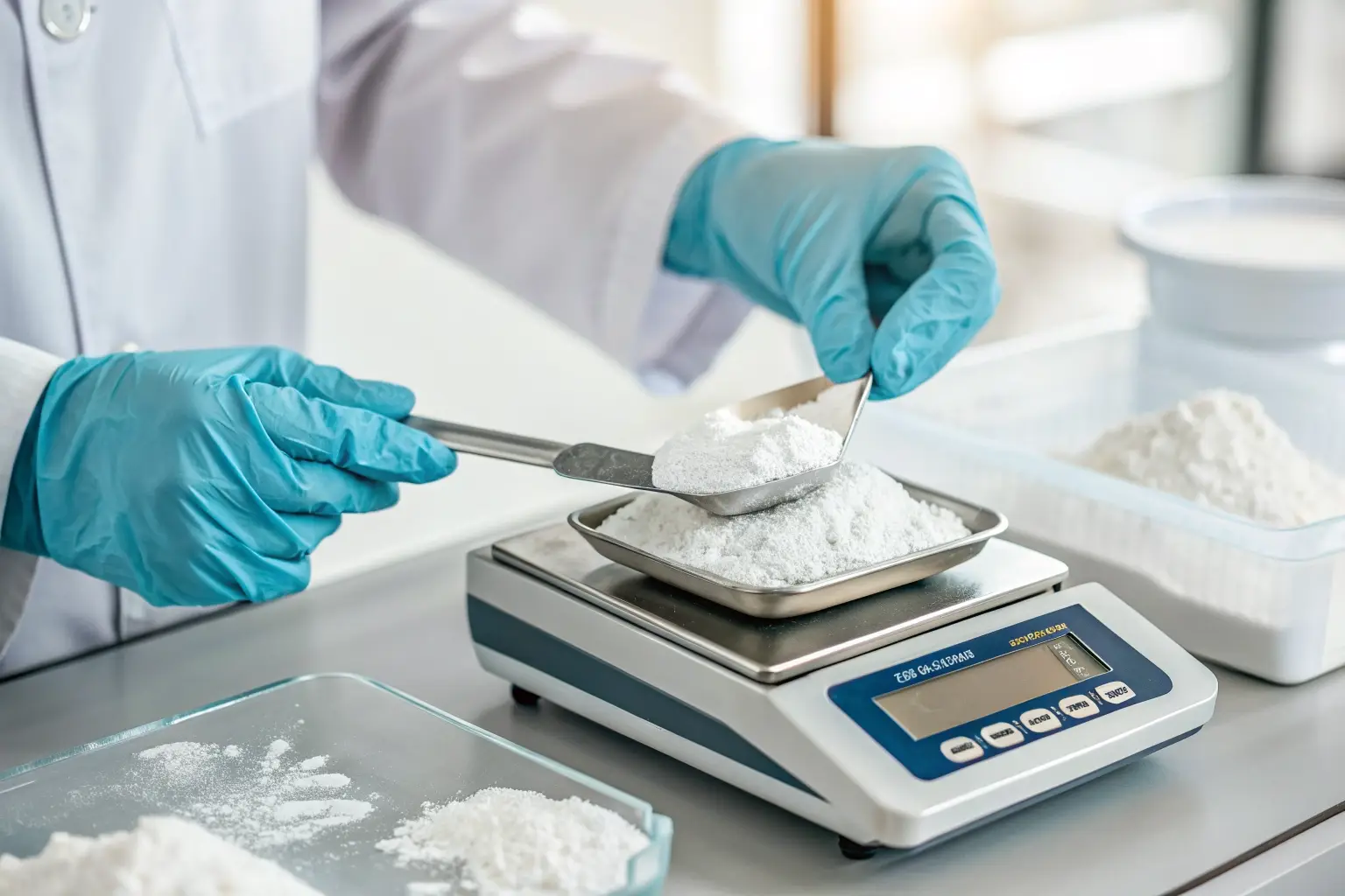 Pharmacist carefully measuring ingredients for a custom medication